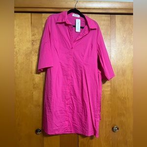 Bright pink shirt dress